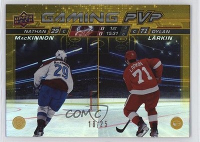2024 Upper Deck Series 1 Gaming PVP Gold 18/25 Nathan MacKinnon Dylan Larkin 2cf