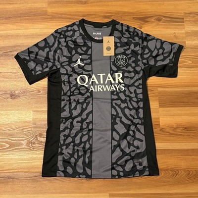 Jordan Paris Saint-Germain PSG Qatar Airways Soccer Jersey Men's L Black Gray