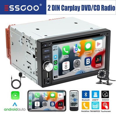 6.2'' DVD CD Autoradio 2 DIN Carplay Android Auto BT FM AUX SD USB AM RDS Kam MIK
