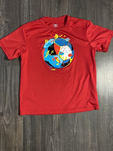 Boys size 8 Shorts Soccer ball Shirt Red Set - Picture 3 of 12