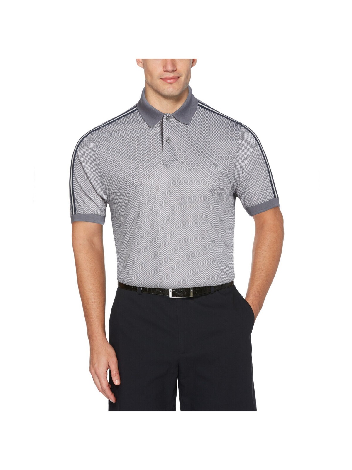 HYBRID APPAREL Mens Gray Geometric Athletic Fit Performance Stretch Polo XXL 3890₽