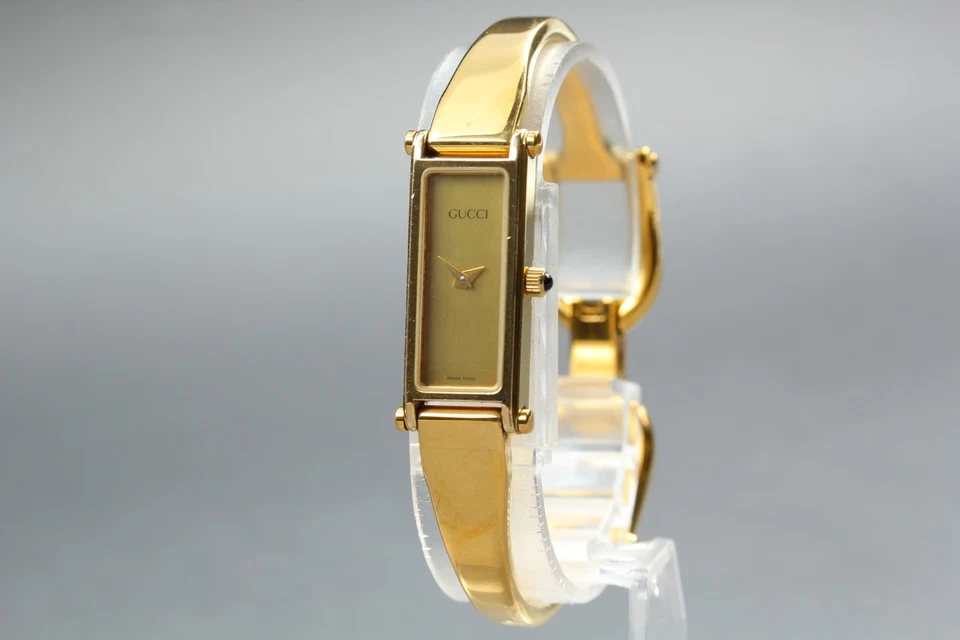 Reloj para mujer vintage 【Exc+5】 Gucci 1500 12 mm cuarzo esfera dorada brazalete de JAPÓN Foto 4 de 4