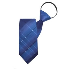 Zipper Ties for Men, Adjustable Mens Ties with Zip, Pre-Tied Men's Blue Plaid
