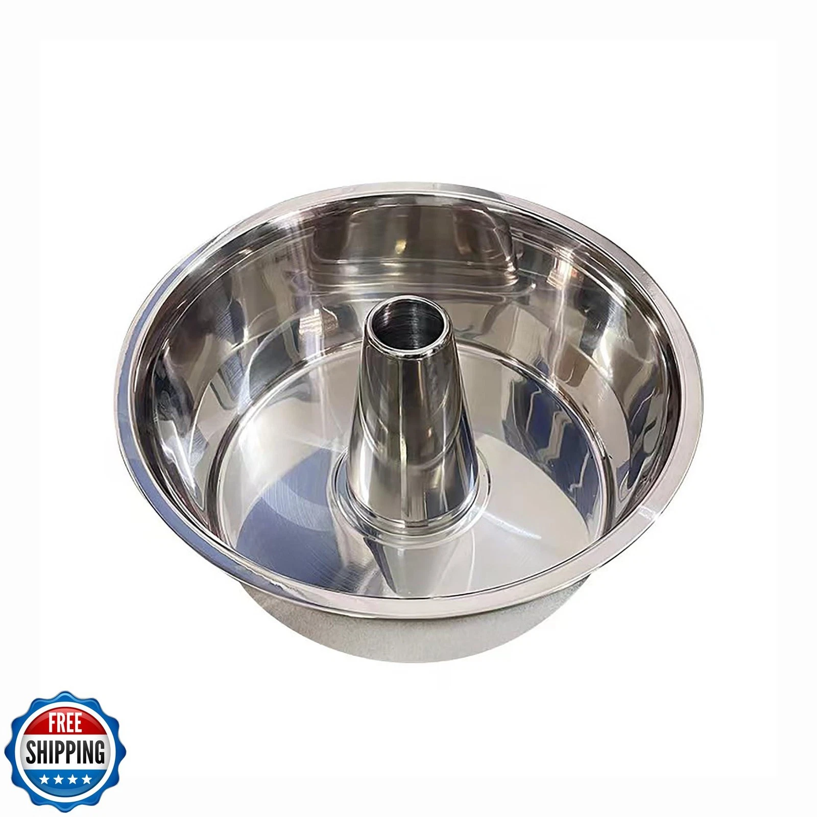 Fox Run Stainless Steel Angel Food Cake Pan, Tube Cake Pan With Removable Bot