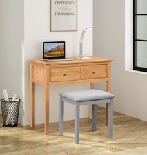 Dressing Table, 2-Drawer Wooden Oak Vanity Desk, Console Table, Computer Table