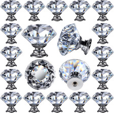 26 Pcs Glass Cabinet Knobs Crystal Drawer Pulls Clear 30 Mm Diamond for Kitchen,