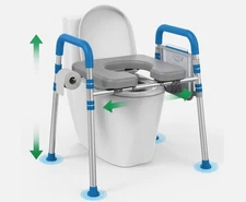 LOYODA Raised Adjustable Padded Toilet Seat w/Handles For Seniors, Disabled NIB