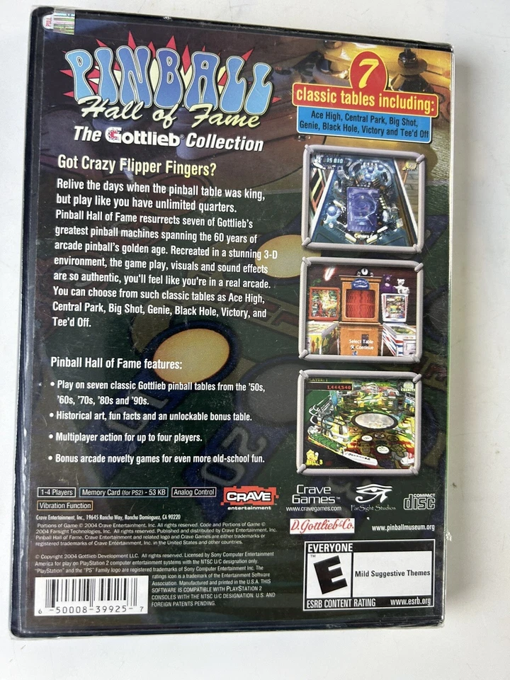 Pinball Hall of Fame The Gottlieb Collection Sony PlayStation 2 New Sealed 2004 - Image 2 of 4