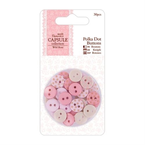 Docrafts Papermania Polka Dot Buttons Button Capsule Collection 30pcs 10mm - Picture 2 of 5