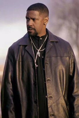 Denzel Washington Training Day Jacket Black Real Sheepskin Leather for Men