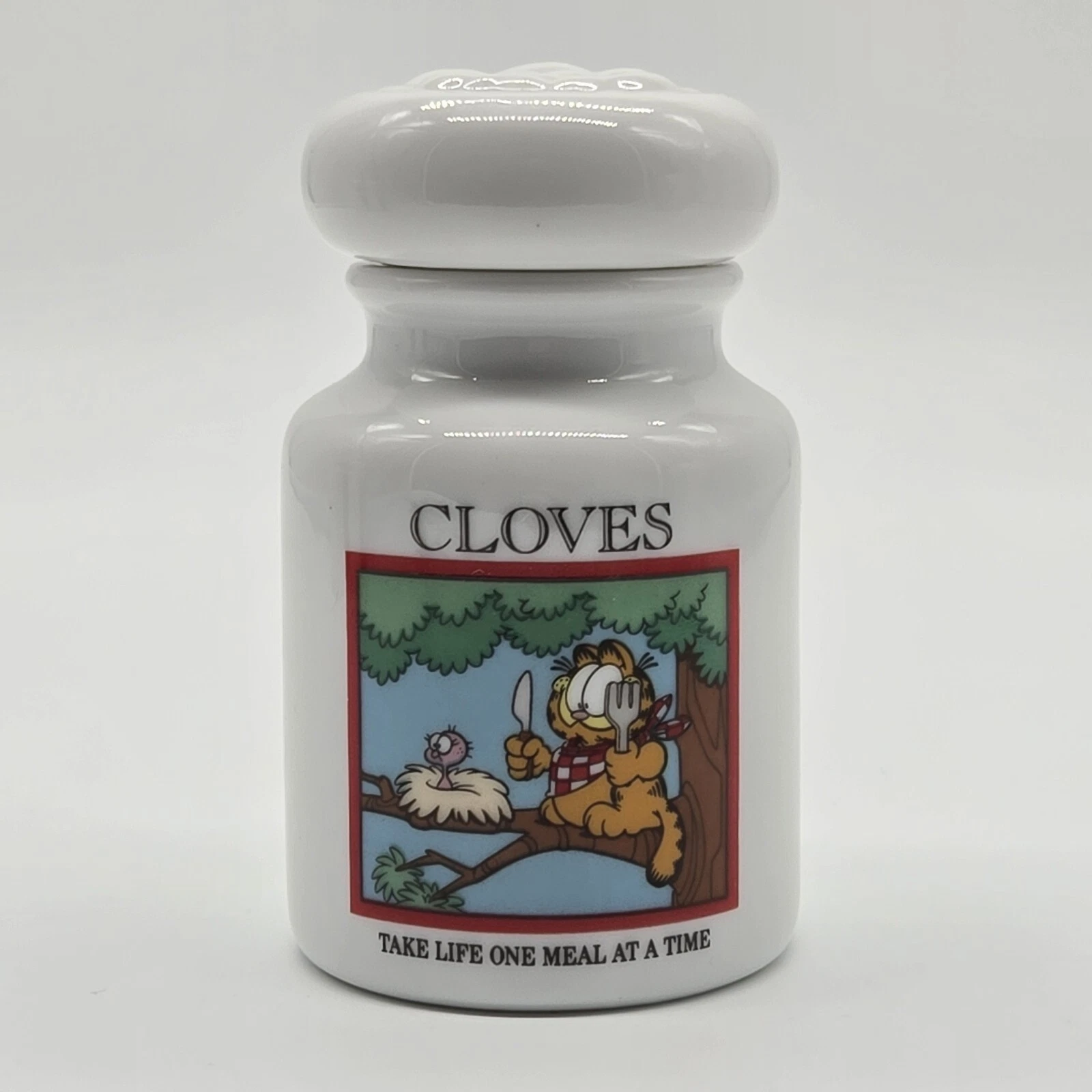 Garfield Cloves Ceramic Spice Jar Danbury Mint Condition 1994 Official Vintage
