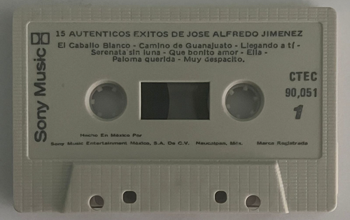 JOSE ALFREDO JIMENEZ - 15 AUTENTICOS EXITOS - 1984 MEXICAN TAPE, RANCHERAS - Picture 4 of 5