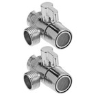 2 Pcs Handheld Shower 4-Splitter Faucet Adapter Tap Diverter