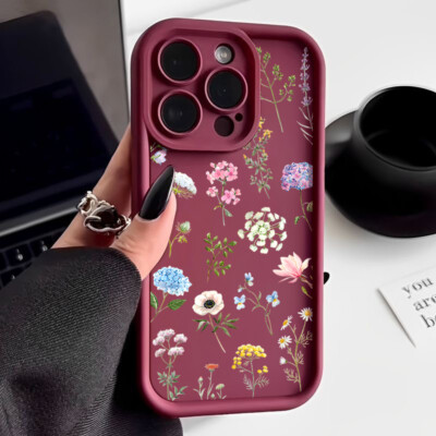For iPhone 15 14 13 16 Pro Max 12 11 XR Flowers Case ShockProof Soft Phone Cover