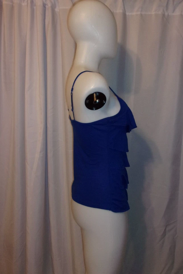 Top cami GLO para mujer azul cobalto con correa de espagueti en capas TALLA M Foto 3 de 4