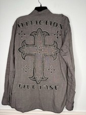 Affliction Black Premium Long Sleeve Button Down Mens XXL Big Logo On Back Y2K