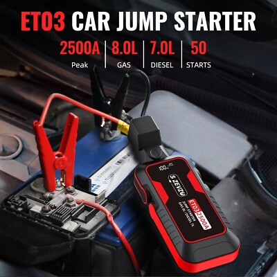 S ZEVZO ET03 Car Jump Starter 2500A Jump Starter Battery Pack for