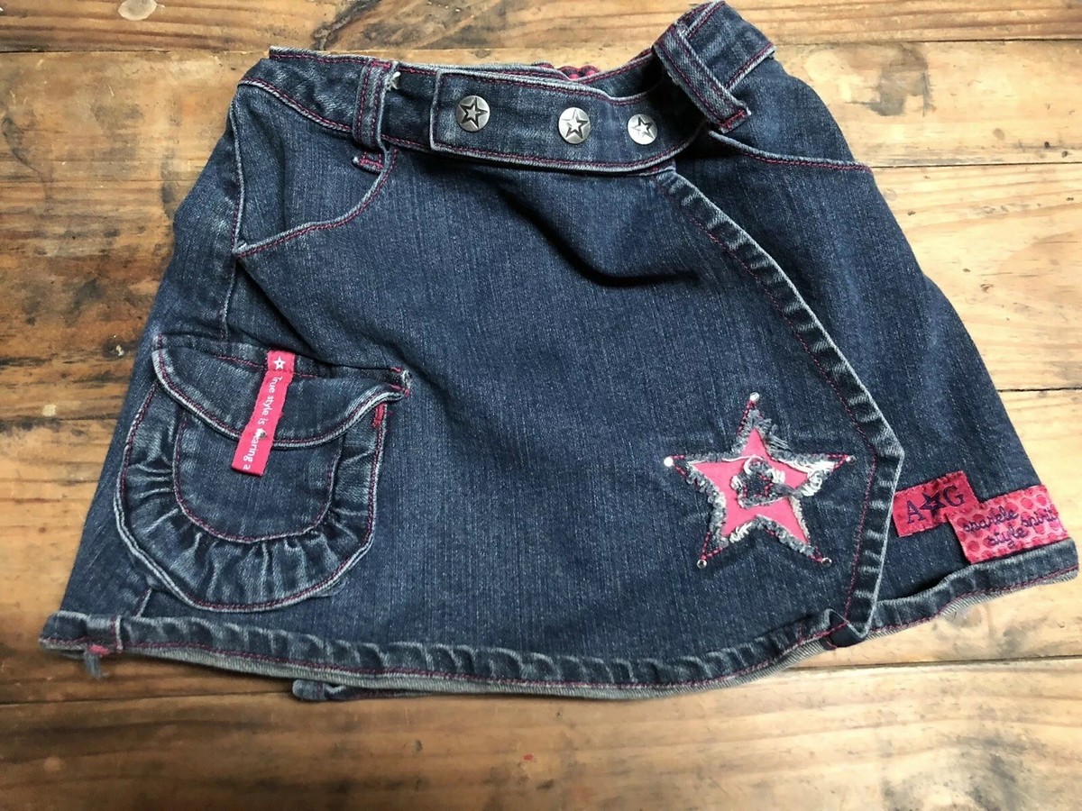 American Girl Denim Wrap Skirt Girls Size 8/10 M Pink Sparkle