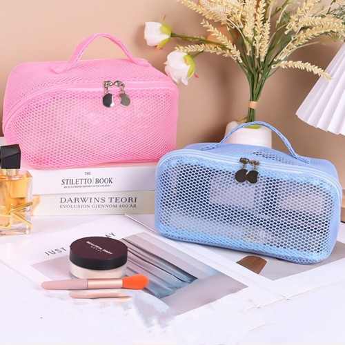 Square Mesh Makeup Bag Lightweight Travel Wash Bag Camping - Picture 8 of 20