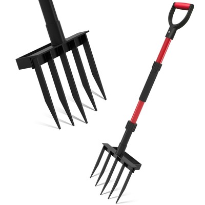 Pitch Fork for Garden 5-Tine Heavy Duty Pitchfork with Tilt Bracket 41 Inch G...