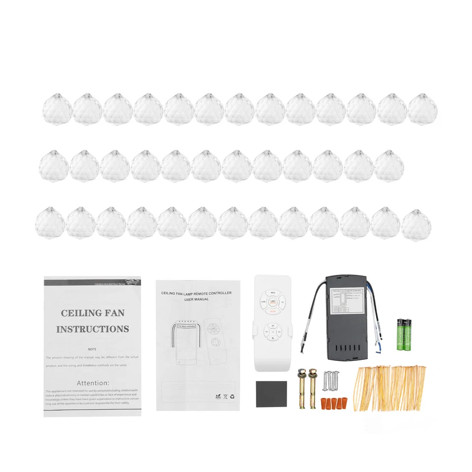 42" Luxury Ceiling Fan Light w/ Remote Control LED Fan Lamp Chandelier Fixture - Image 2 of 4