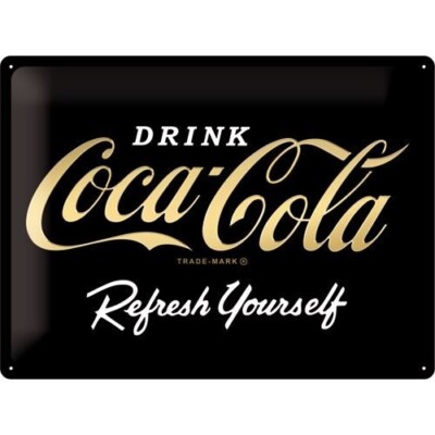Blechschild 40 x 30 cm Coca Cola Refresh Yourself black