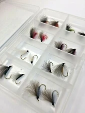 Fly fishing EMERGERS tied with CDC X16 Flies + FREE FLYBOX Sizes 10-14 #317