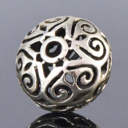 13.40mm solid 925 Sterling Silver Bali Bead Open Cut-Work Handmade 2.45g - Picture 1 of 15