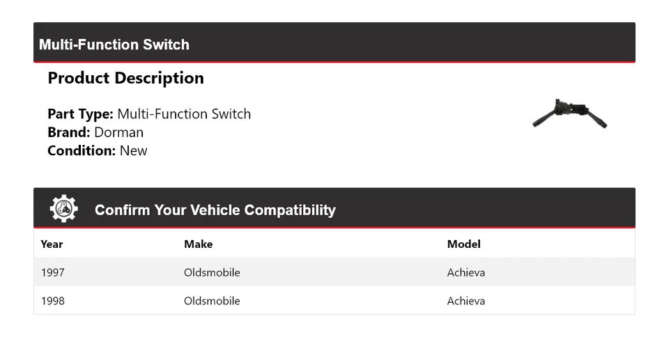 Interruptor multifuncional Oldsmobile Achieva Dorman 1997-1998 - Imagem 2 de 4