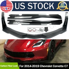 For Corvette C7 Carbon Painted Z06 Stage 3 Front Lip Splitter+Side Skirts 14-19
