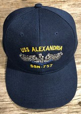 USS Alexandria SSN-757 Ball Cap Emb. Submarine Dolphins Navy Vet Sub Veteran Hat