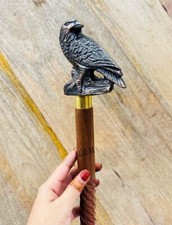 Victorian Eagle Head Handle Handmade Brown Spiral Wooden Walking Stick Cane