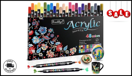 48 Colors Acrylic Paint Markers Pens Set 24 Pack Acrylic Paint Pens with Dua