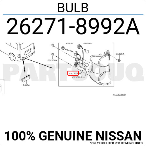 262718992A Genuine Nissan BULB 26271-8992A | eBay
