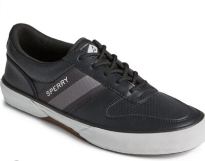 Sperry Halyard Retro Lace Up Boat Shoes Black Men's Size Wide