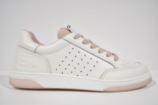 Chanel 22P White Leather Pink CC Flat Lace Up Tie Runner Trainer Sneaker 40