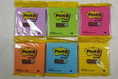 POST-IT 3M 3M Super Sticky Post it Lined Note Pads 4in x 4in (101mm x 101mm) 90 Sheets