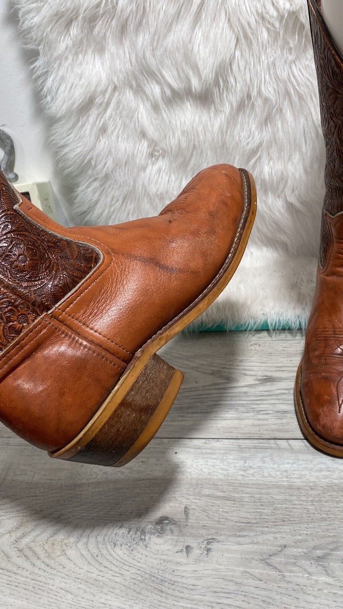 Vintage Miragum Sole Leather Tan Boots steel toe Mens Sz 9 D  display picture 2