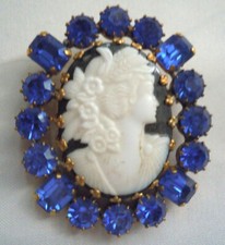  Strass Brosche ---CAMEE - GLAS  CAMEO  - Gablonz/BÖHMEN