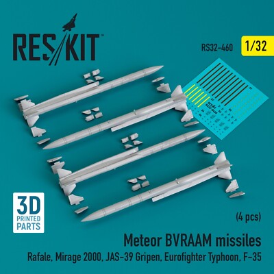 Meteor BVRAAM missiles 4pcs (3D Printed) 1:32 RS32-0460 - for Plastic Model Kit