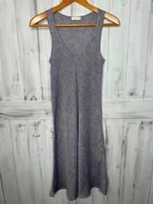 CP SHADES BLUE CHAMBRAY 100% LINEN SLEEVELESS LIGHT AIRY LAGENLOOK MIDI DRESS XS
