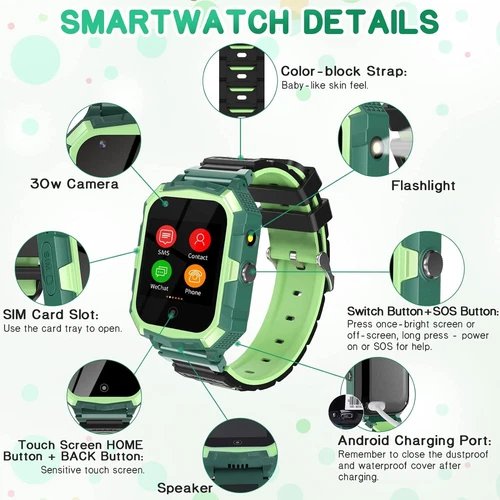 Kids 4G Smart Watchs Camera GSM Tracker SOS LBS Call Phone Game Watches Boy Girl - Bild 62 von 78