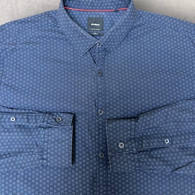 Strellson Mens Shirt XL Slim Fit Geometric Button-Up Long Sleeve Cotton Blend