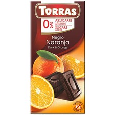 75g Torras Schokolade Dark Orange Zartbitter zuckerfrei Vegan Glutenfrei Naranja