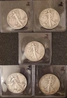 Walking Liberty Half Dollar 5 Coin Lot 1945,  1945, 1946, 1942 S, 1942 S