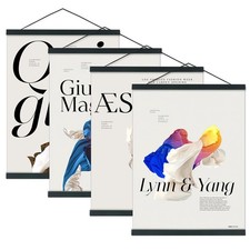 Artmag 4-Pack Magnetic Poster Hanger Frame 9x24 9x12 9x11 Light Wood