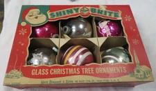 Vintage  Shiny Brite Christmas Ornaments In Rare Box Made In USA Mixed Lot NICE