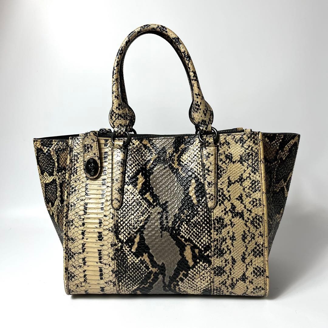COACH rare Beautiful  Tote Bag Python Embossed 37… - image 2