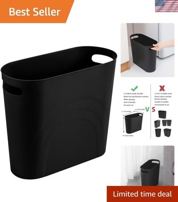 Small Trash Can, 3.5 Gallon Slim Garbage Can Plastic Waste Basket with Handle...