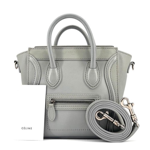 CELINE Handbag Nano Luggage Nano Shopper Leather Light blue Authentic From Japan